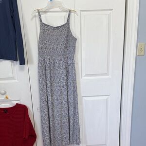 Old Navy Gray Printed Smocked Maxi Dress with Thin Straps